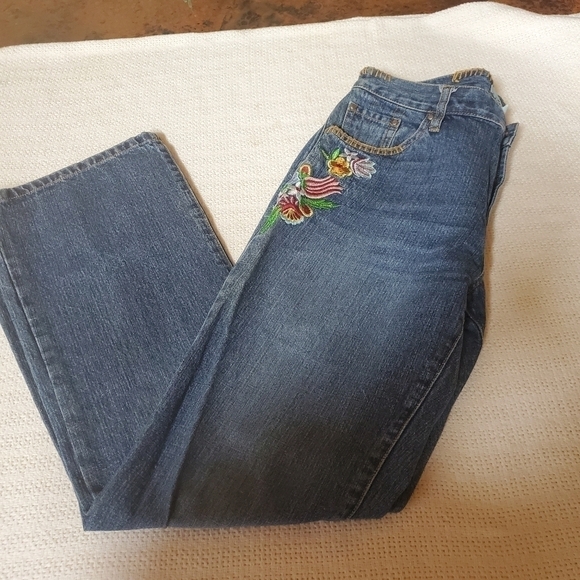 In the Wash Embroidered Colorful Sz. 34 Blue Jeans - Picture 4 of 8